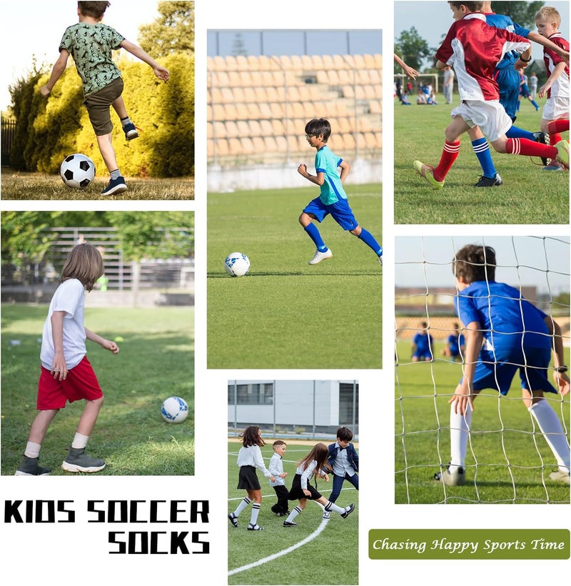 Zando Soccer Socks Girls 6-9 Years Youth Softball Baseball Athletic Soprt Knee High Stripe Tube Socks for Boys Girls High Stockings 6-9 Years Light Blue - Image 3